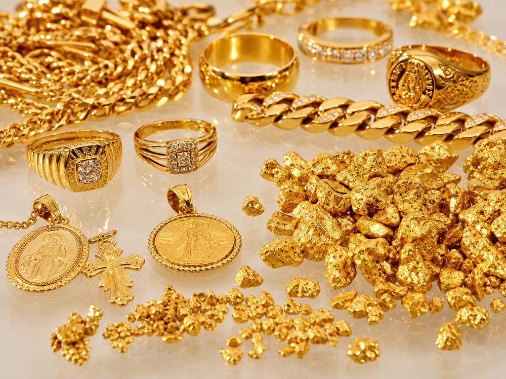 Bright scrap gold chains, rings and charms in 10K, 14K and 18K bought for cash in Houston